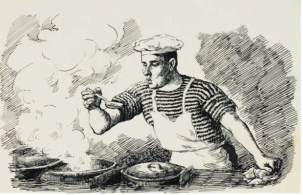 Устинов Евгений Алексеевич. Три иллюстрации к сборнику: Рассказ за рассказом (Избранные рассказы советских писателей. В 2 т. М.: Детгиз, 1954-1955)